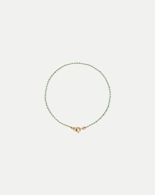 Enamel Bead Chain Anklet in Turquoise | Veronica Beard