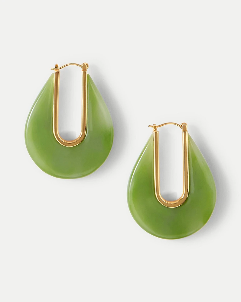 Resin Drop Hoop Earring in Jade | Veronica Beard