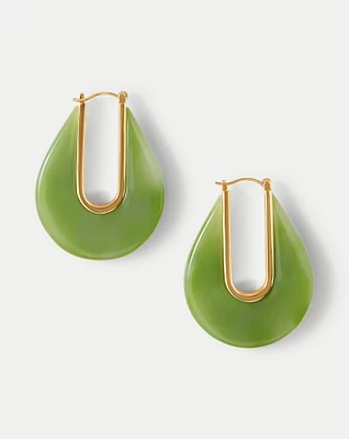 Resin Drop Hoop Earring in Jade | Veronica Beard