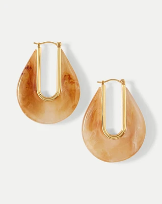 Resin Drop Hoop Earring in Natural | Veronica Beard