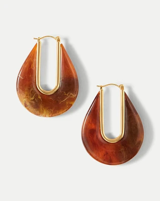 Resin Drop Hoop Earring in Tortoise | Veronica Beard