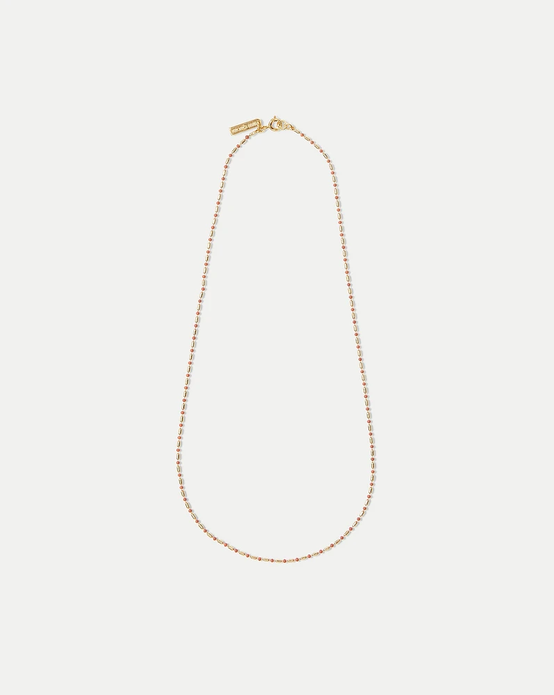 Long Enamel Bead Chain Necklace in Mauve | Veronica Beard