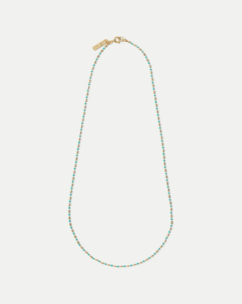 Long Enamel Bead Chain Necklace in Turquoise | Veronica Beard