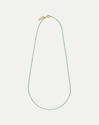 Long Enamel Bead Chain Necklace in Turquoise | Veronica Beard