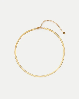 Gold Dainty Flat Snake Necklace | Veronica Beard