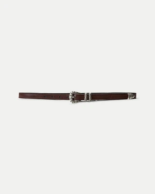 Elsa Leather Belt in Dark Brown | Veronica Beard