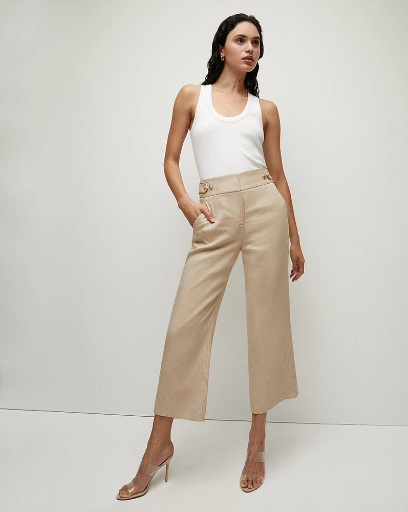 Aubrie Women's Linen Cropped Pant | Veronica Beard