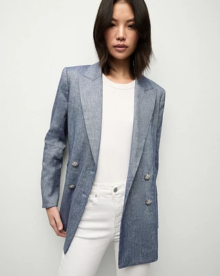 Dale Linen Dickey Jacket in Blue Melange | Veronica Beard