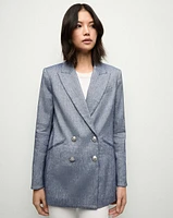 Dale Linen Dickey Jacket in Blue Melange | Veronica Beard
