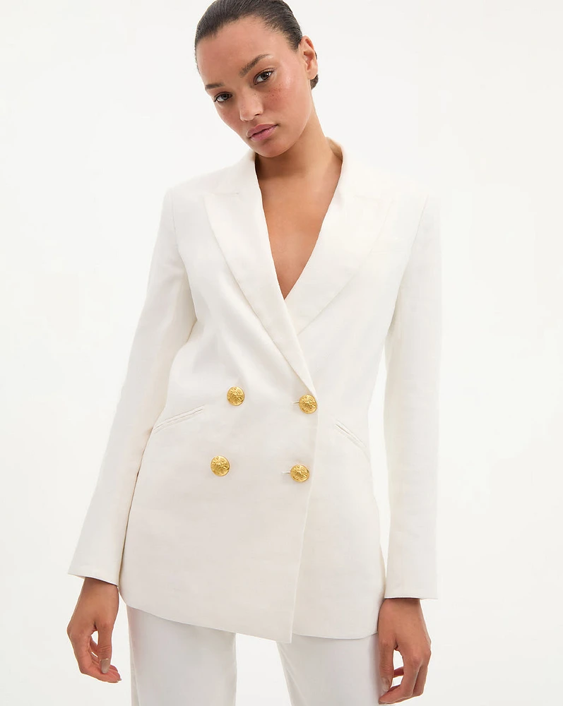 Dale Linen Dickey Jacket in Off White | Veronica Beard