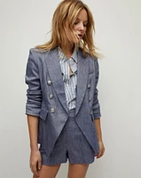 Miller Linen Dickey Jacket in Blue Melange | Veronica Beard