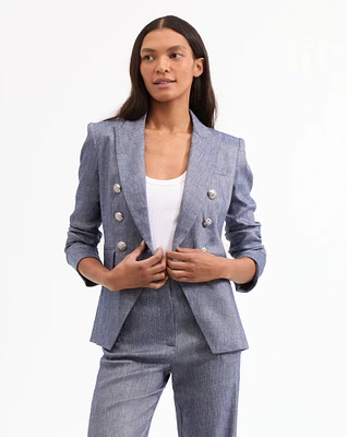 Miller Linen Dickey Jacket in Blue Melange | Veronica Beard