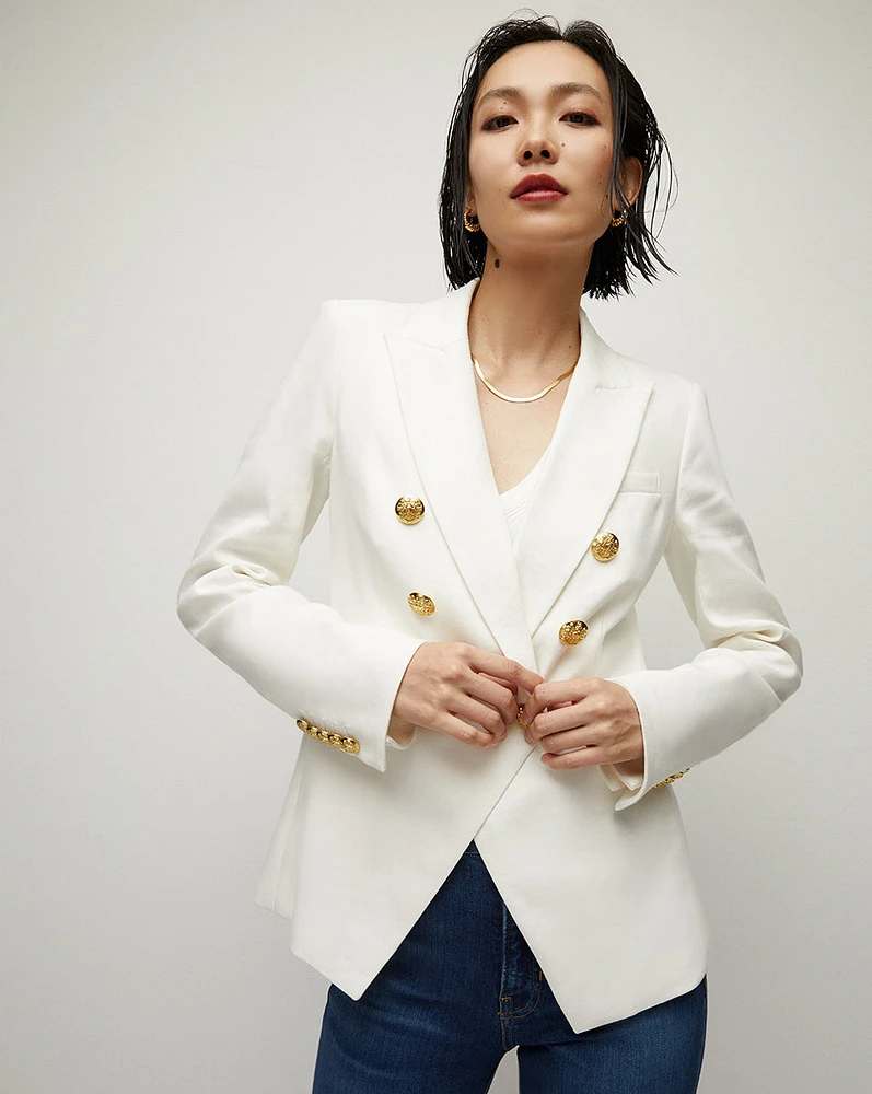 Miller Women's Linen Dickey Jacket in Off-White | Veronica Beard