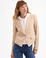 Hosanna Khaki Linen Dickey Jacket in Khaki Melange | Veronica Beard