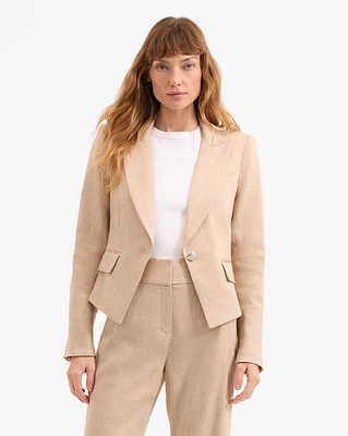 Hosanna Khaki Linen Dickey Jacket in Khaki Melange | Veronica Beard