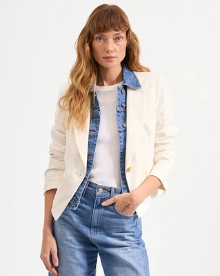 Hosanna Linen Dickey Jacket in Off-White | Veronica Beard