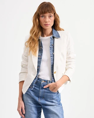 Hosanna Linen Dickey Jacket in Off-White | Veronica Beard