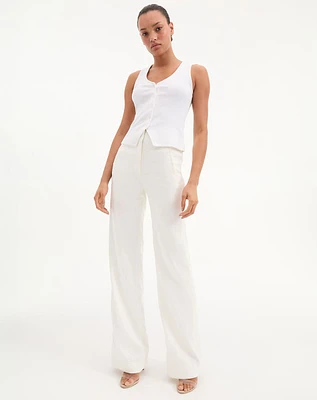 Jude Wide-Leg Linen Pant in White | Veronica Beard