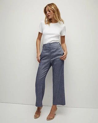 Aubrie Linen Pant in Blue Melange | Veronica Beard