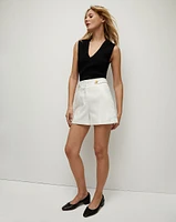 Runo Linen Short in Off-White | Veronica Beard