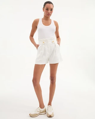 Runo Linen Short in Off-White | Veronica Beard