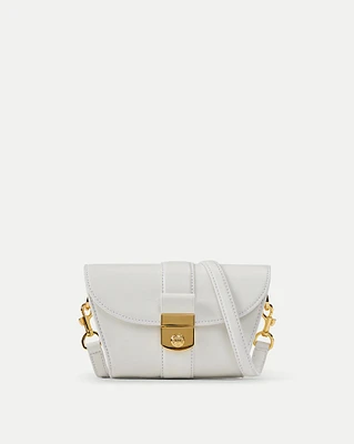 Small Crest Lock Trap Bag in Off-White | Veronica Beard