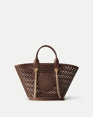 Small Crest Market Tote in Dark Brown | Veronica Beard