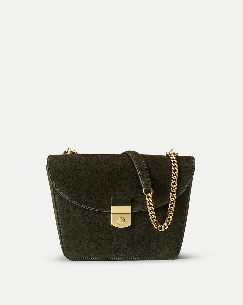 Double Link Suede Flap Bag in Pine | Veronica Beard