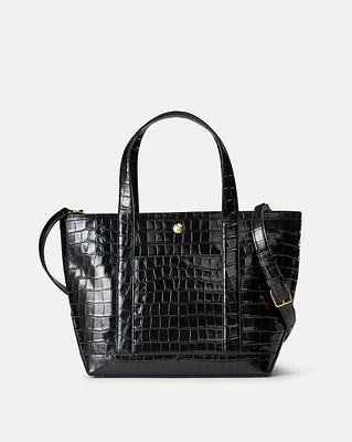 Veronica Beard Croc-Embossed Grand Goody Bag in Black | Veronica Beard