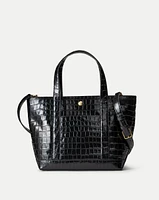 Grand Croc-Embossed Goody Bag in Black | Veronica Beard