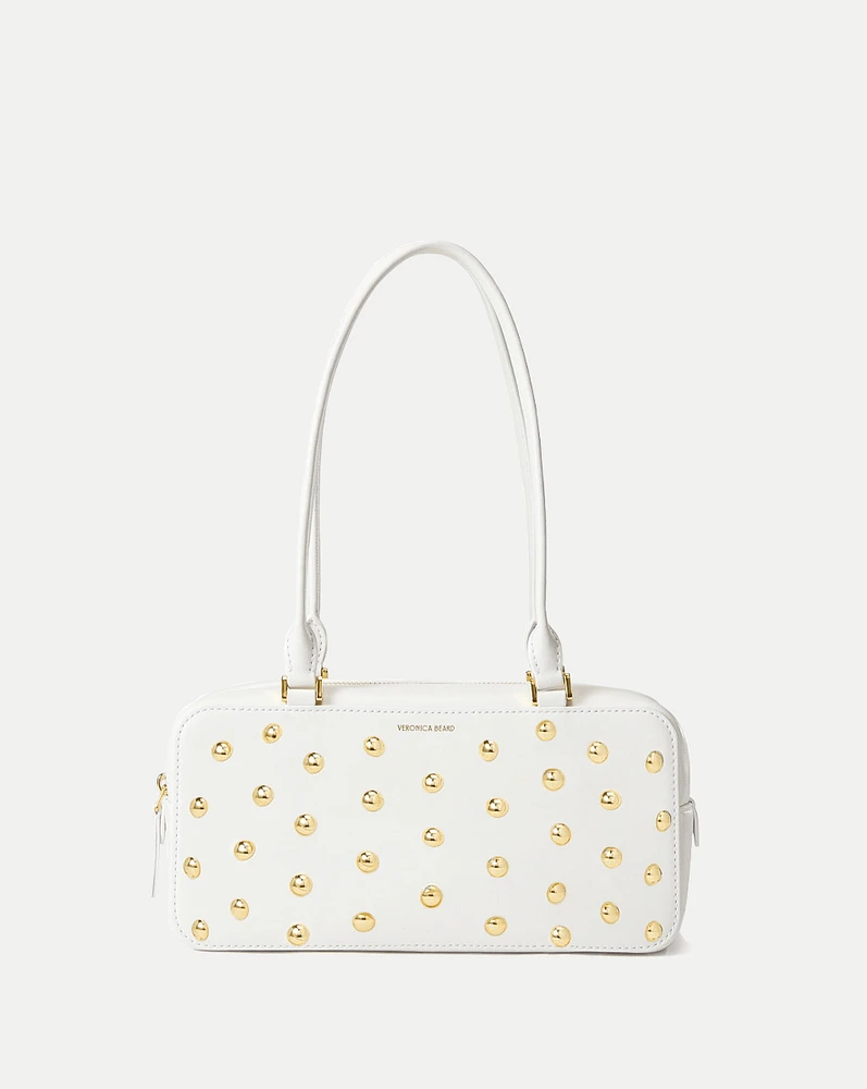 Studded Boxy Shoulder Bag in Off-White/Gold | Veronica Beard