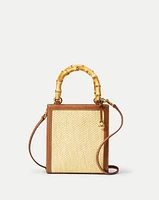 Raffia Shopper Bag with Bamboo-Handle in Beige/Hazelwood | Veronica Beard