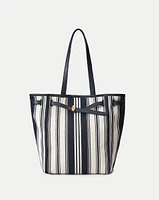 Veronica Beard Striped Canvas Dash Tote in Navy Multi | Veronica Beard