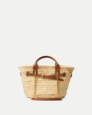 Veronica Beard Raffia Dash Basket Tote in Natural Straw/Hazelwood | Veronica Beard
