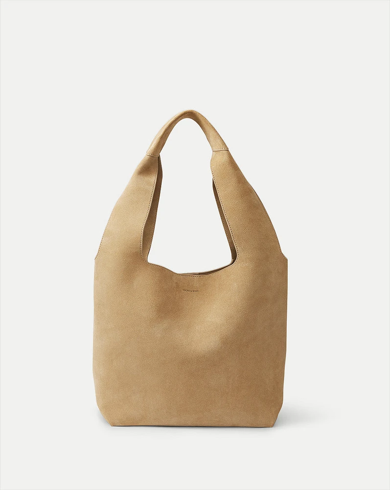 Veronica Beard Suede Sling Bag in Latte | Veronica Beard