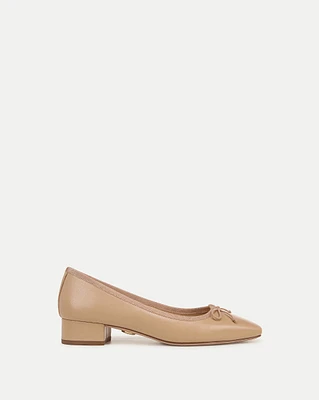 Cecile Leather Ballet Pump in Bisque | Veronica Beard