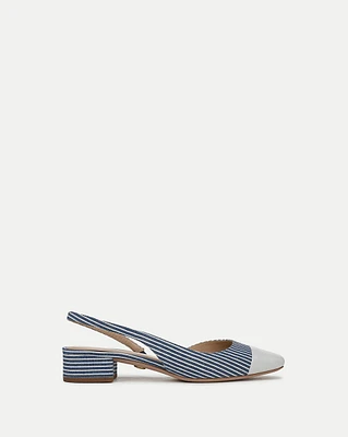 Cecile Denim Cap-Toe Slingback in Blue | Veronica Beard