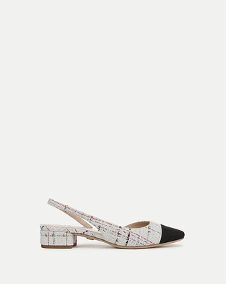 Cecile Tweed Cap-Toe Slingback in Multi/Black | Veronica Beard