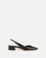 Cecile Cap-Toe Leather Slingback in Black/Black | Veronica Beard