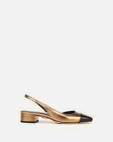 Cecile Cap-Toe Leather Slingback | Veronica Beard