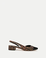 Cecile Plaid Cap-Toe Slingback in Camel Multi | Veronica Beard