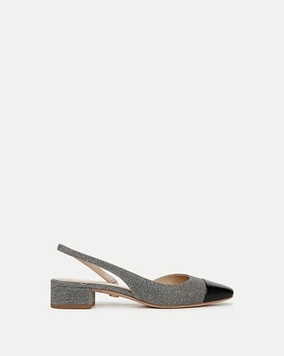 Cecile Lurex Cap-Toe Slingback in Silver/Black | Veronica Beard