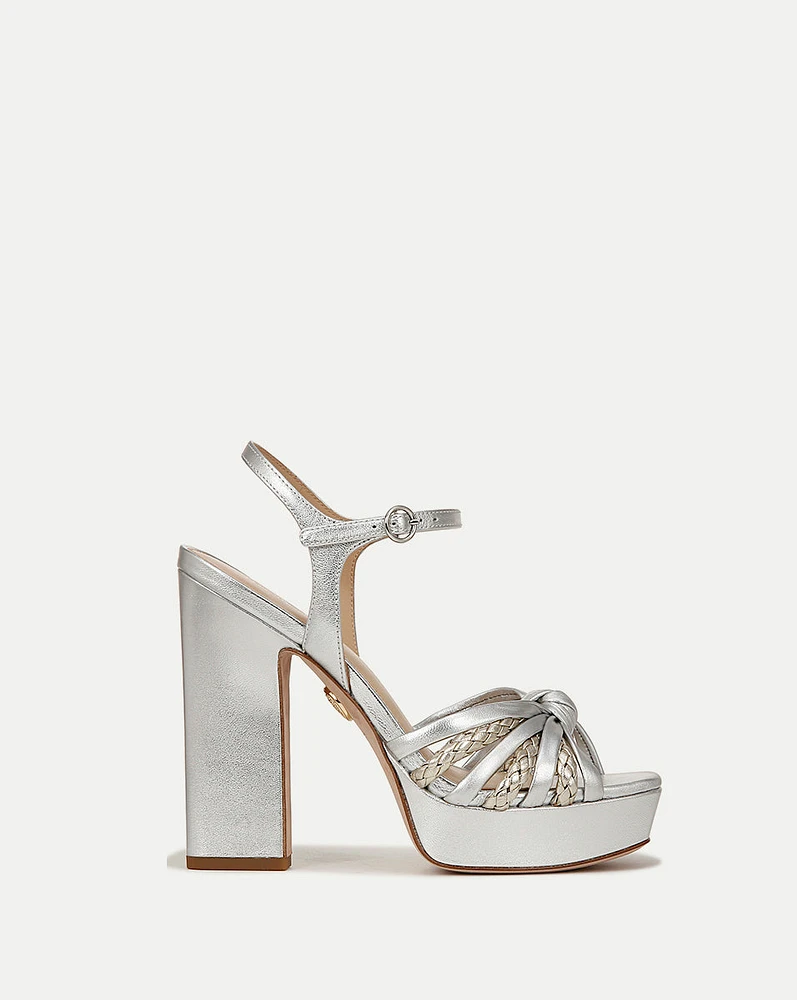 Flavia Silver Platform Sandal Heel | Veronica Beard