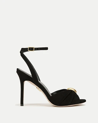 Genevieve Peep-Toe Suede Sandal | Veronica Beard