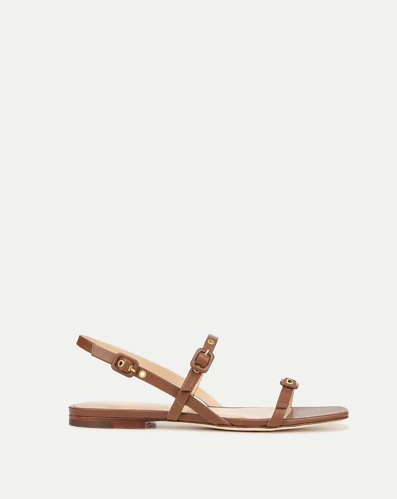 Malinda Brown Leather Sandal | Veronica Beard