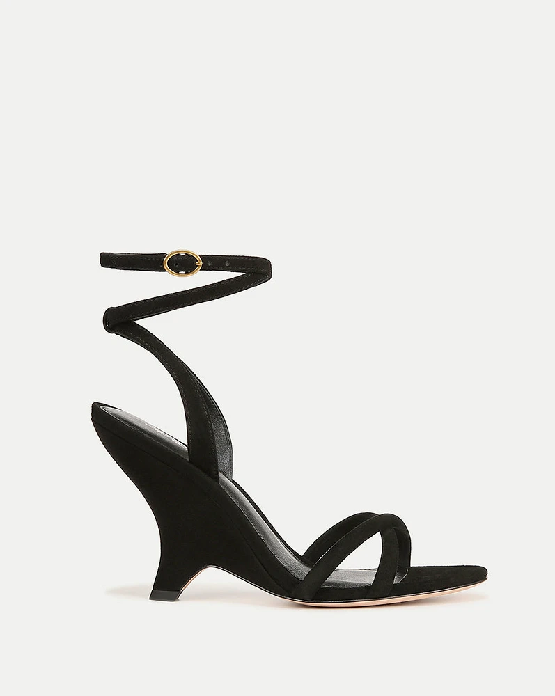 Manuela Sculpted Wedge Suede Sandal | Veronica Beard