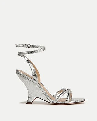 Manuela Sculpted Wedge Metallic Leather Sandal | Veronica Beard