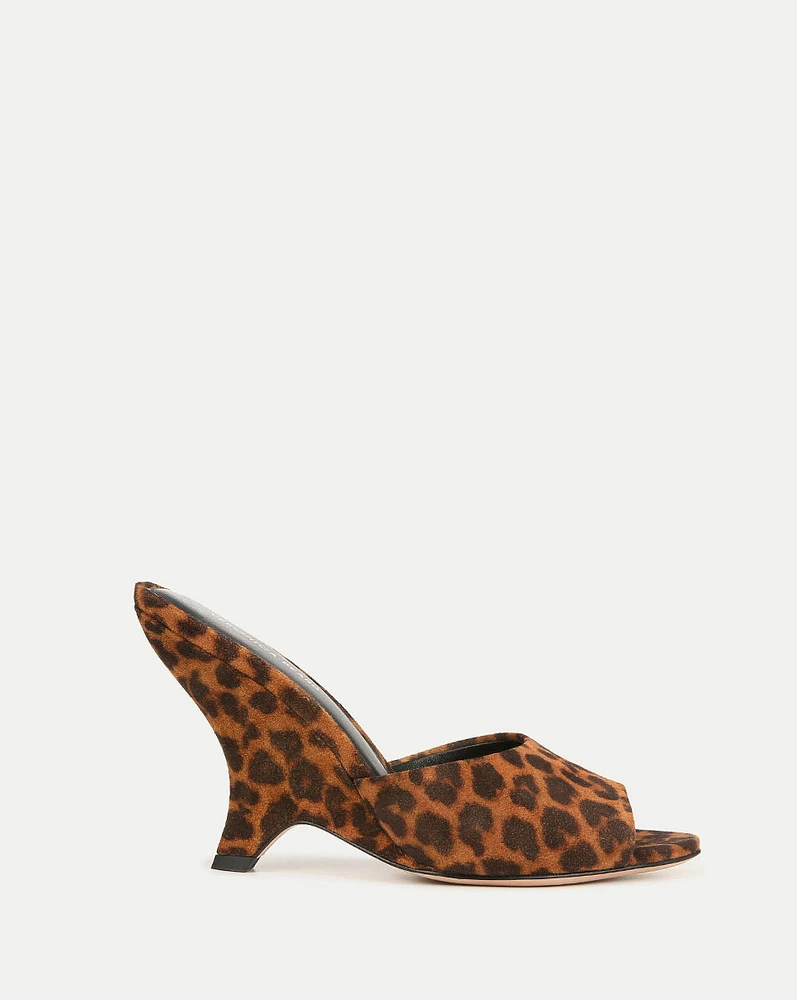 Mila Sculpted Wedge Slide Leopard Suede Sandal | Veronica Beard