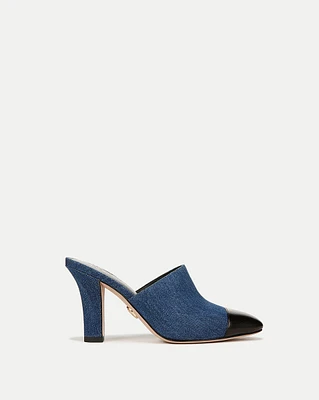 Carlotta Denim Mixed-Media Heel in Blue | Veronica Beard