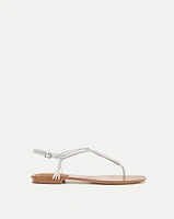 Amelia Silver Metallic T-Strap Sandal | Veronica Beard